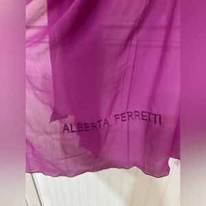 Alberta Ferretti Long Purple Sheer Scarf